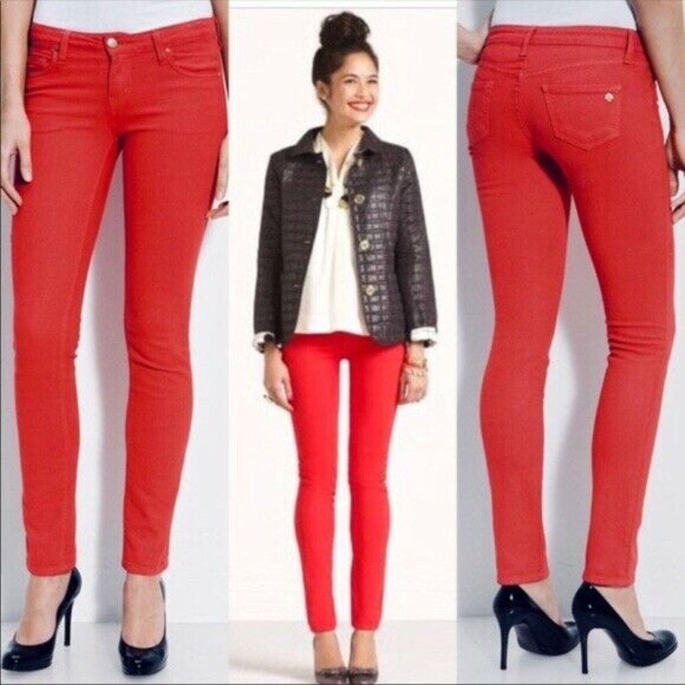 Kate Spade Broome Street Mid Rise Red Skinny Jeans